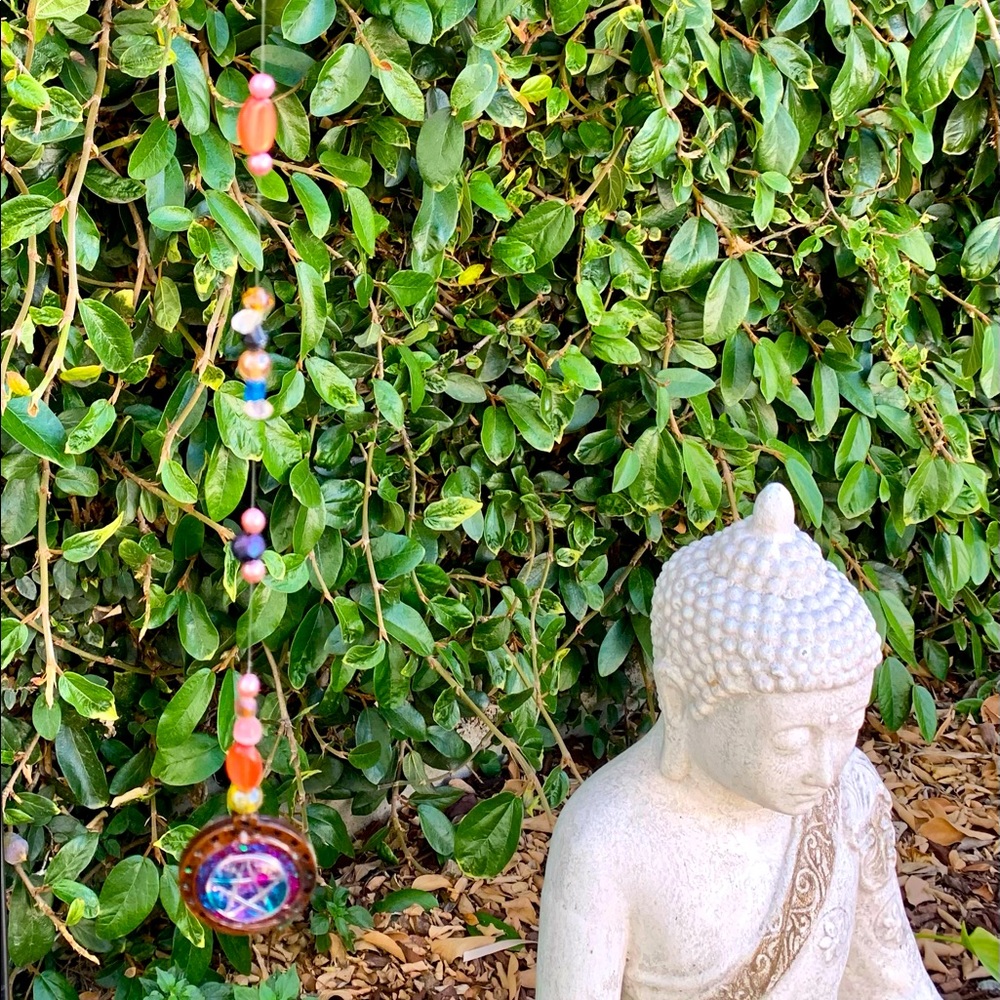 Pentagram Beaded String Sun Catcher Hanging Door or Window Glass Beads Strand